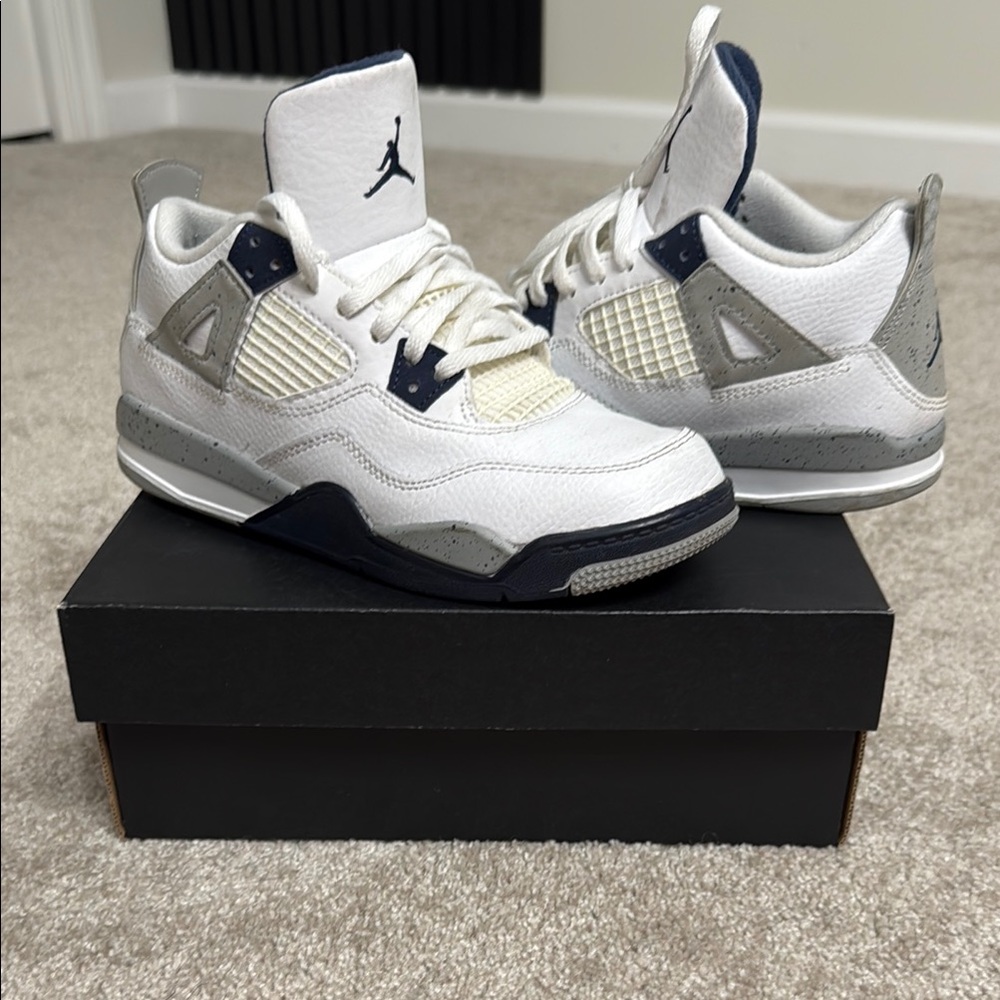 Jordan Kids White and Navy Sneakers